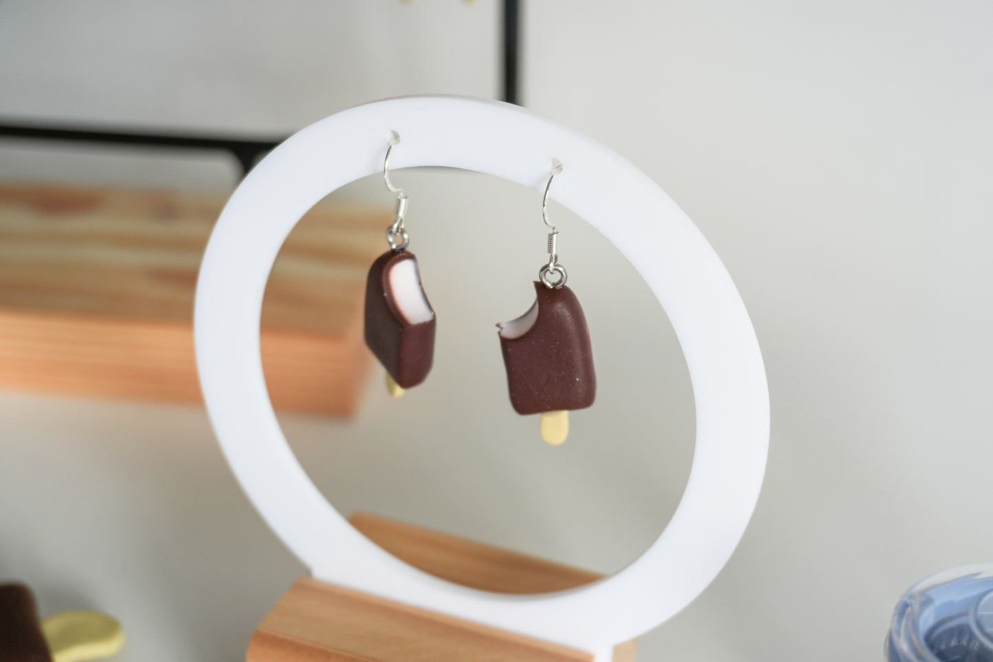 Chocolate Coated Vanilla Ice Cream Earrings