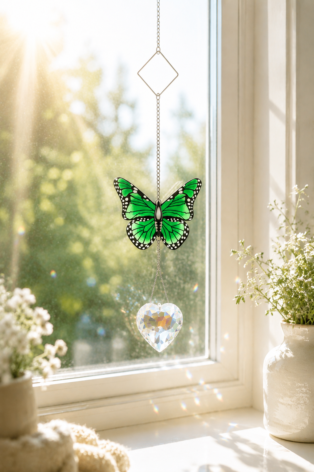 Heart Glass Sun catcher Butterfly