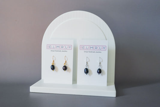 Single Black Pearl Earrings