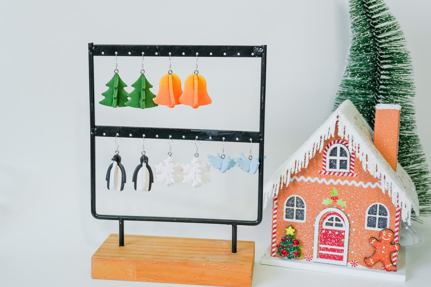 3D Connected Christmas Earrings