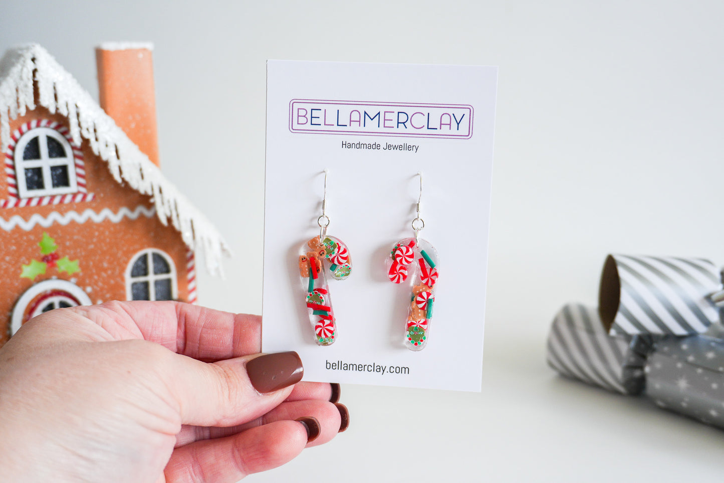 Resined Candy Cane Earrings