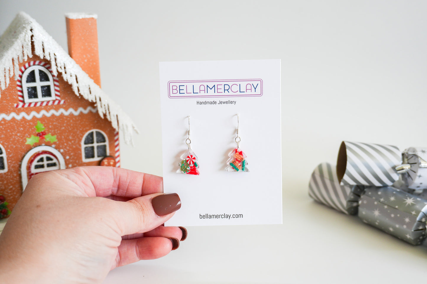 Resin Christmas Tree Earrings-Small