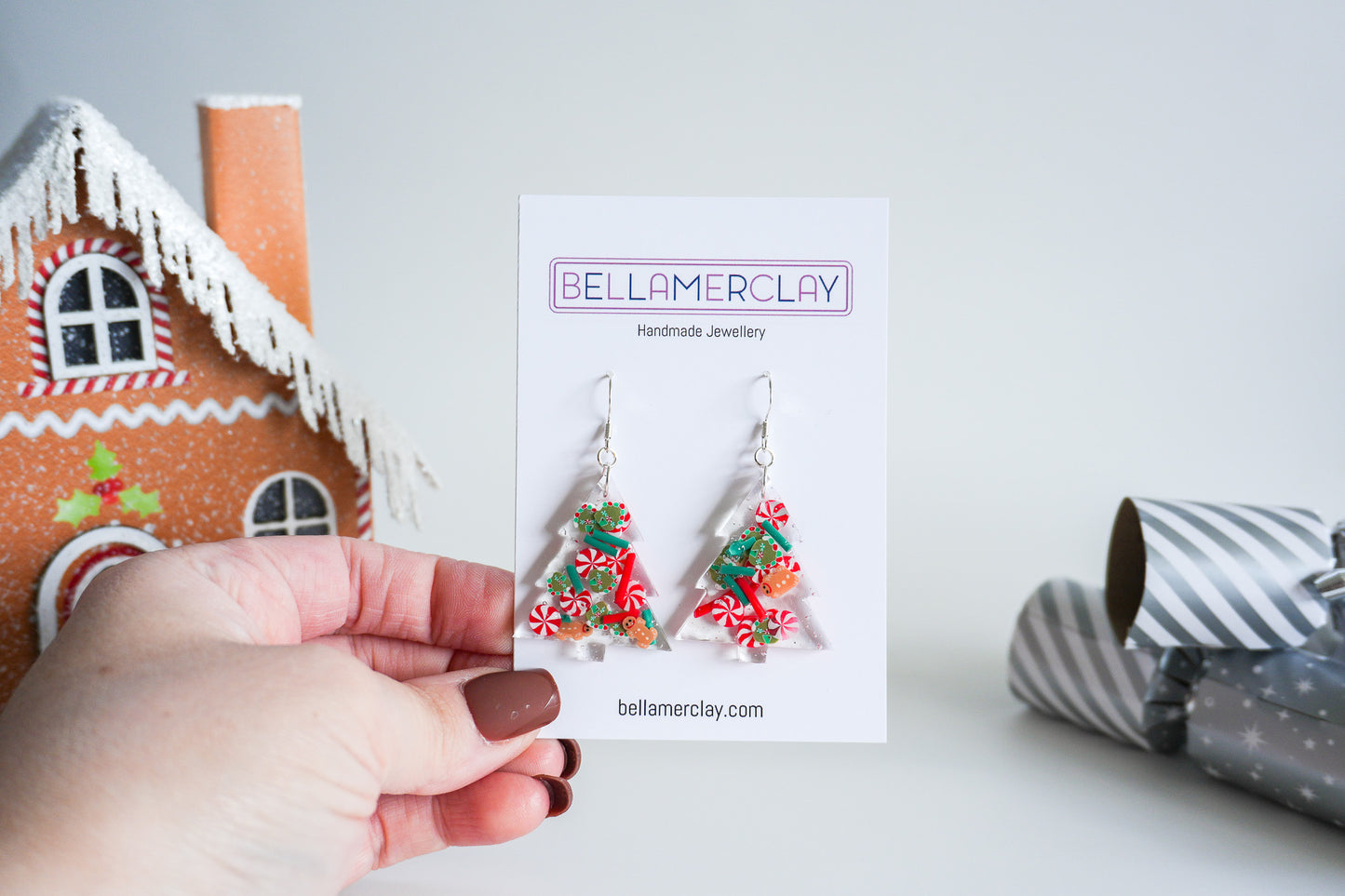 Resin Christmas Tree Earrings-Large