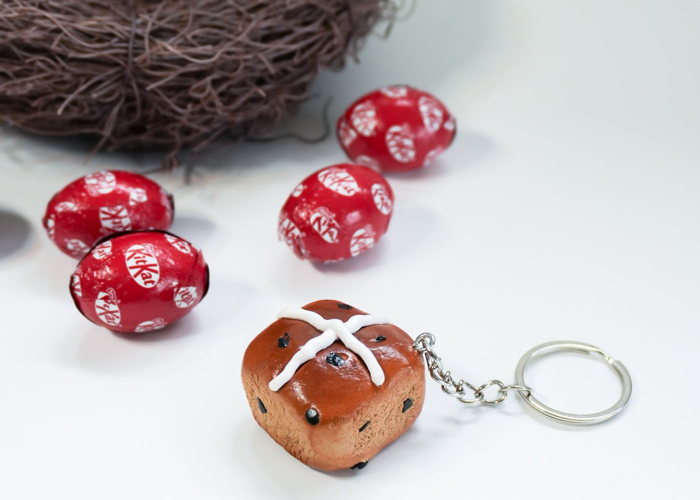 Hot Cross Bun Keychains