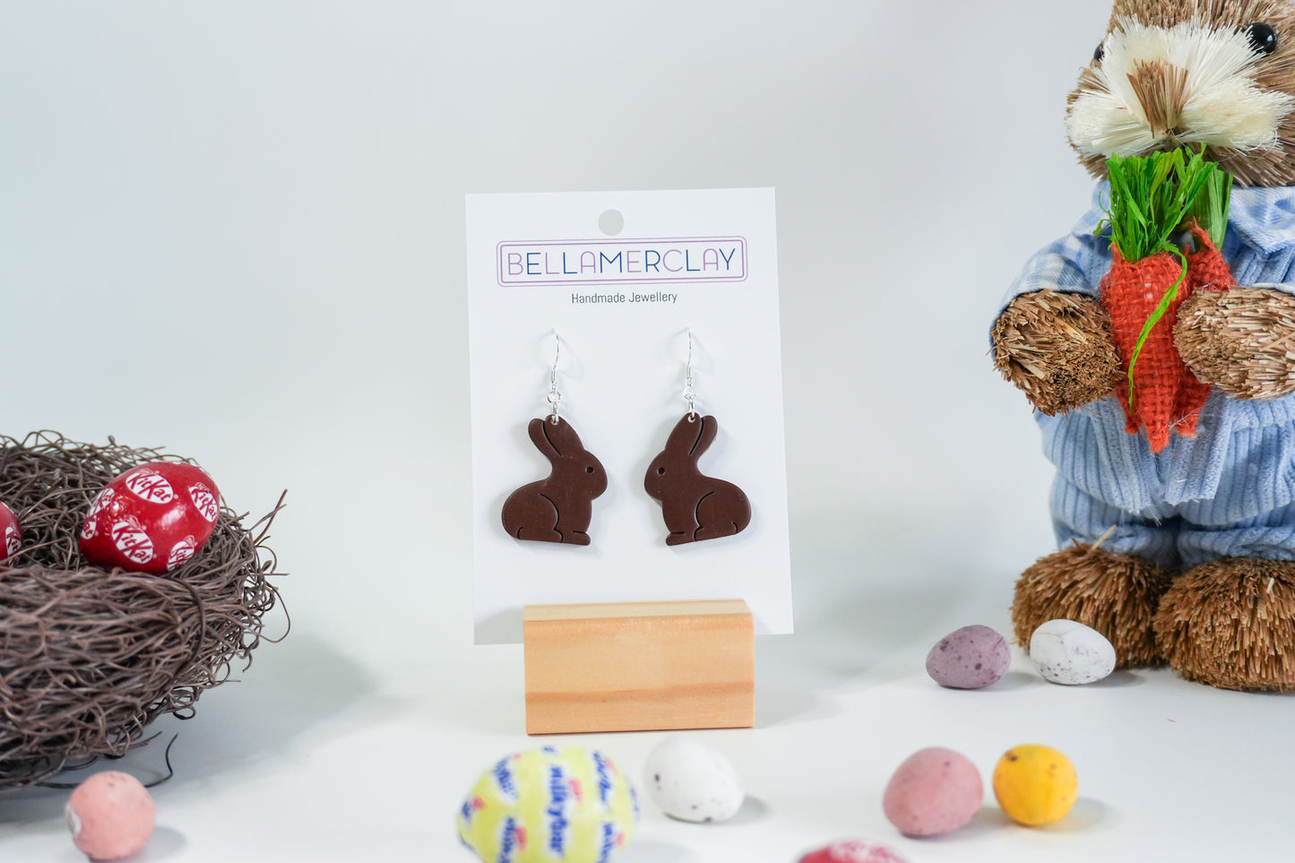 2D Chocolate Bunny Earrings