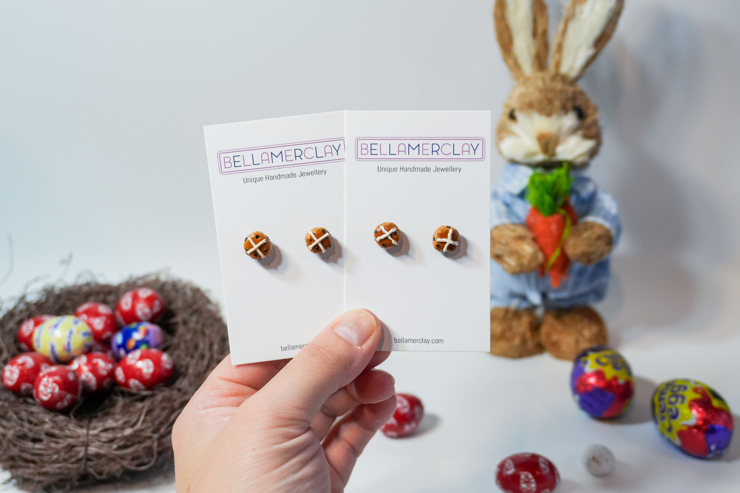 Hot Cross Bun Stud Earrings