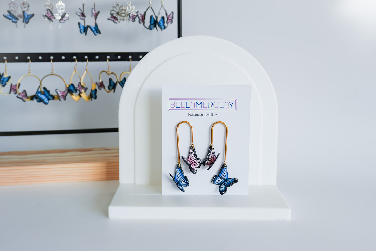 Curved Duel Butterfly Earrings