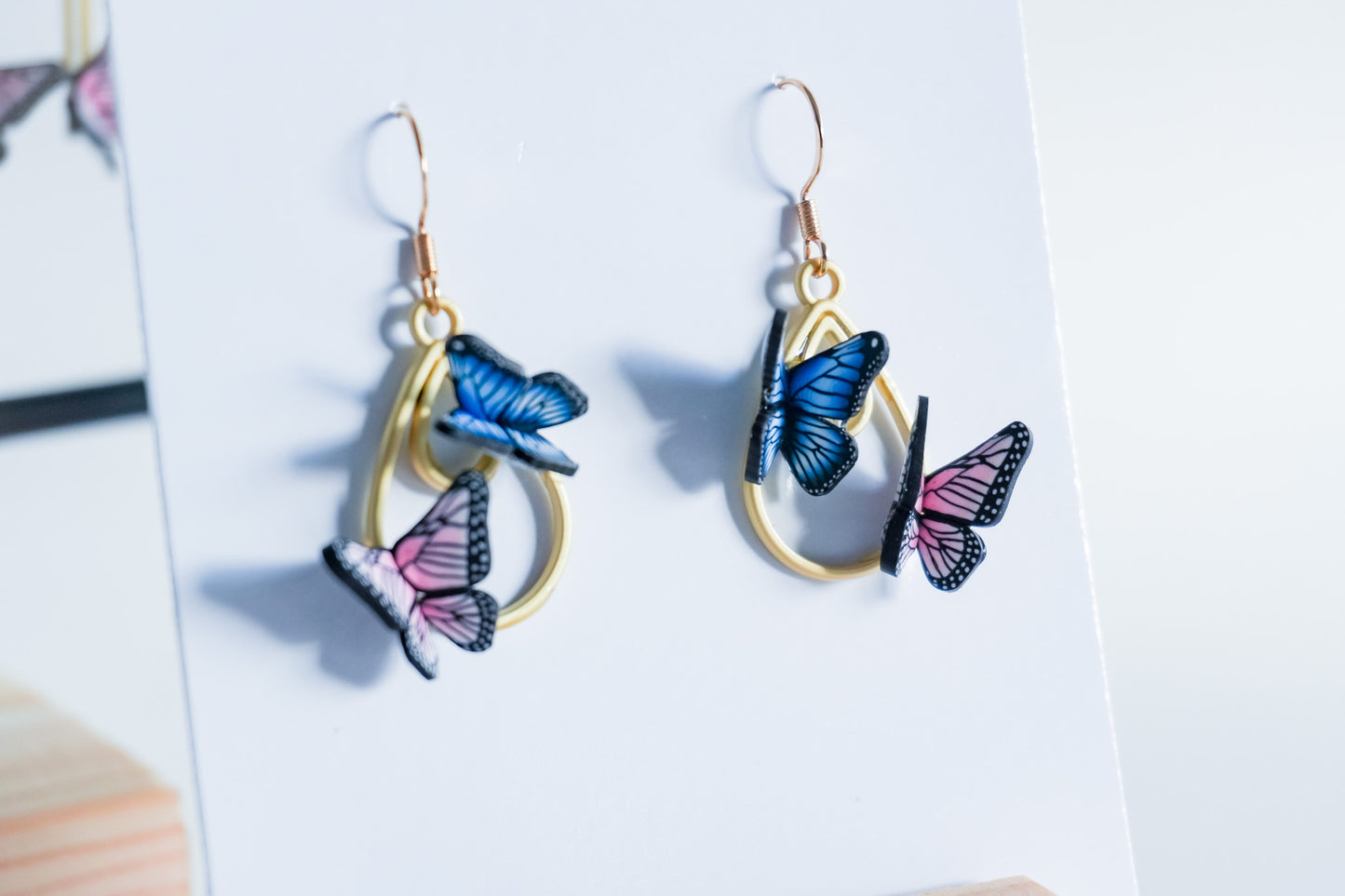 Gold Tear Drops Butterfly Earrings
