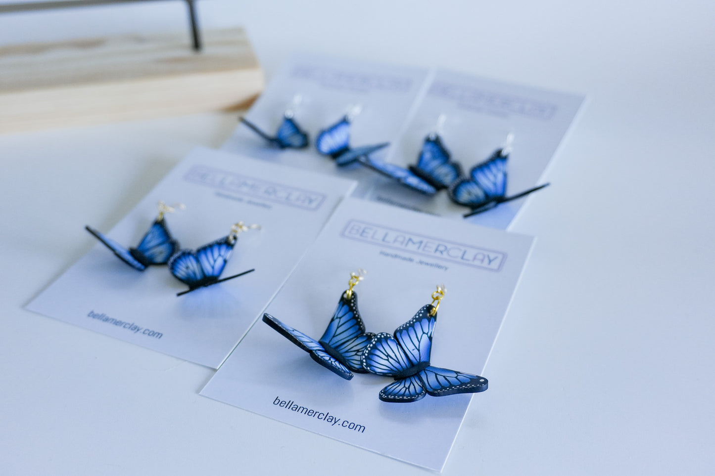 Slightly Bent Blue Butterfly Earrings
