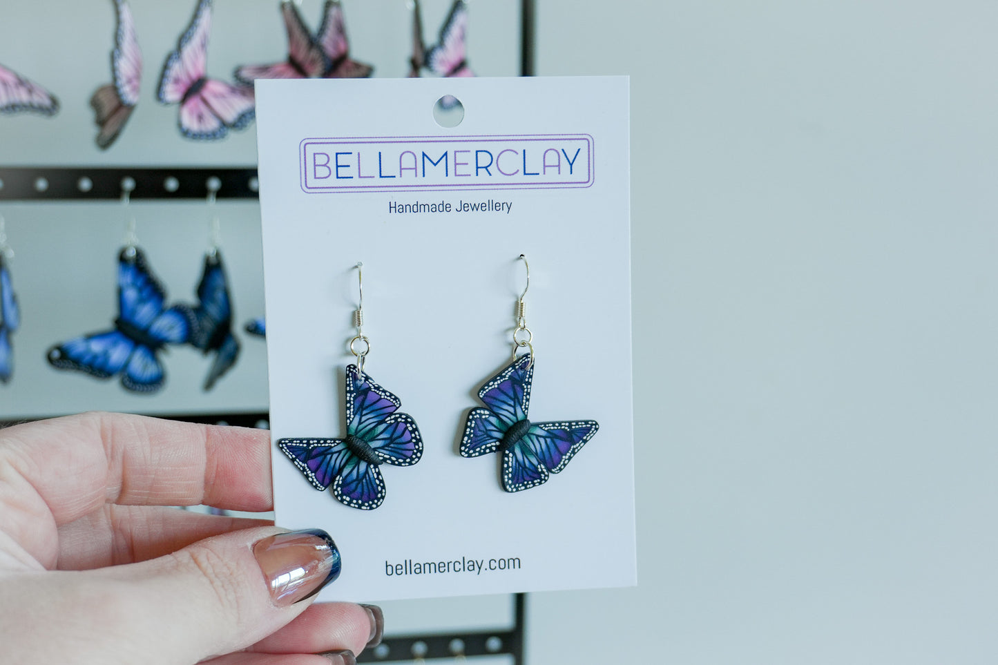 Paua Butterfly Wide Wing Earrings