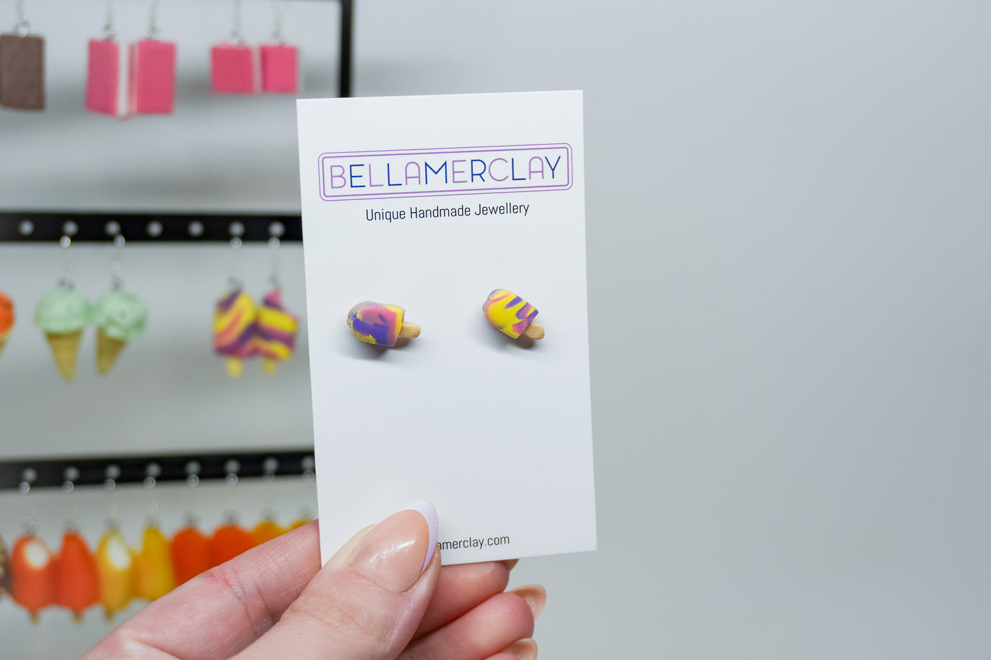 Rainbow Paddle Pop Stud Earrings