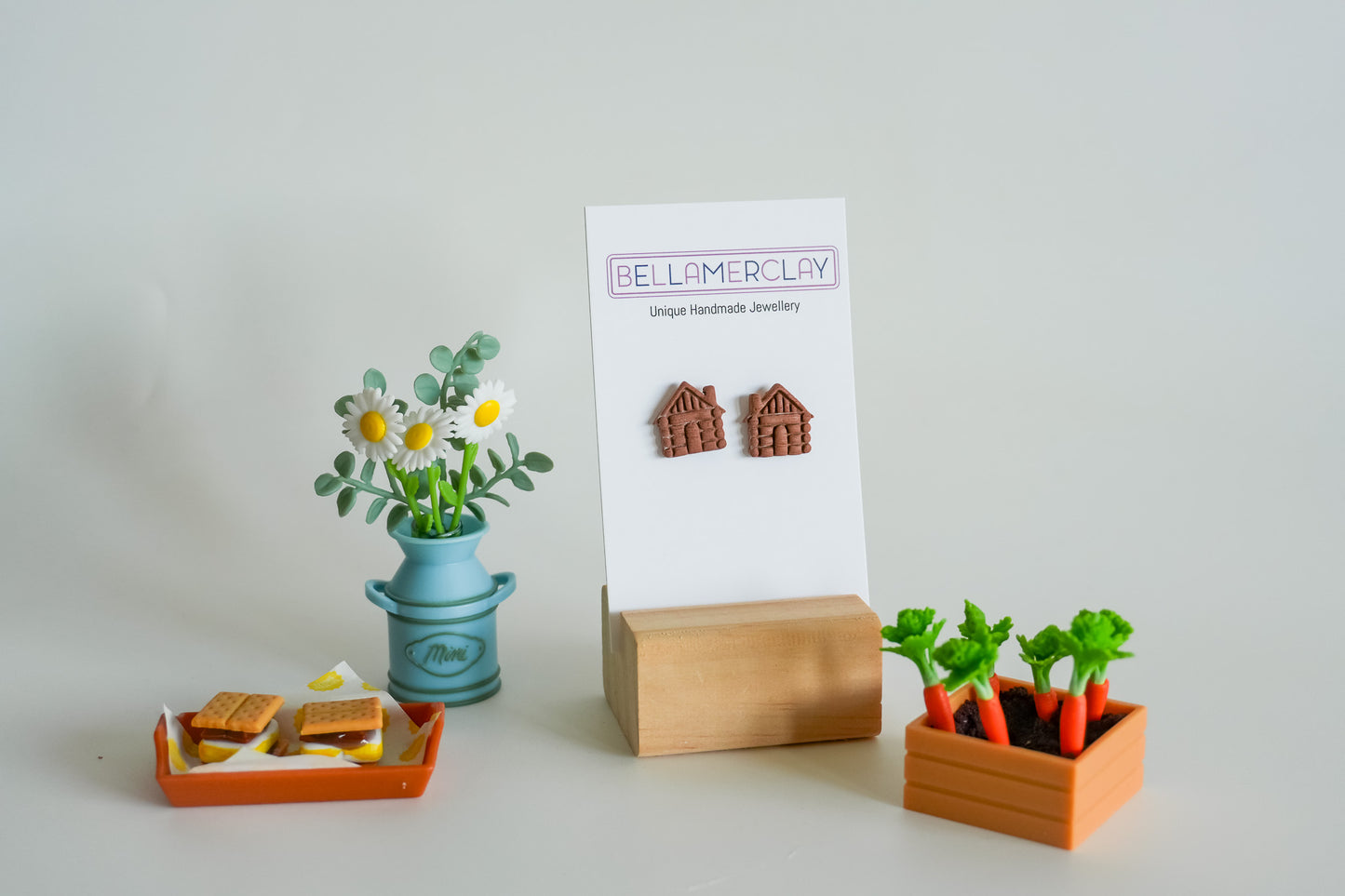 Log Cabin Stud Earrings
