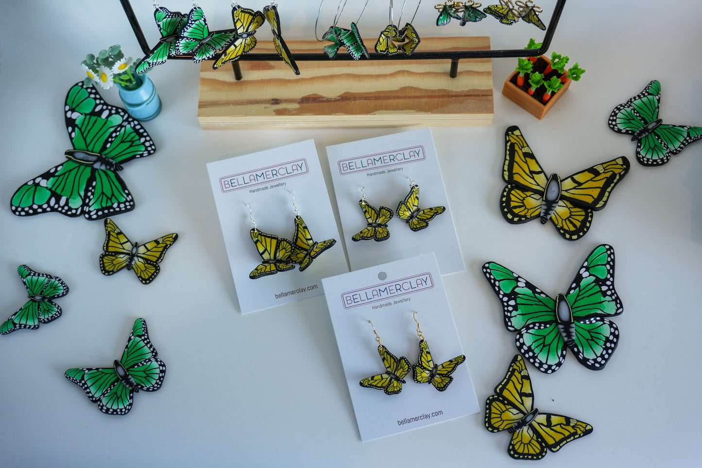 Yellow Curved Butterfly Earrings
