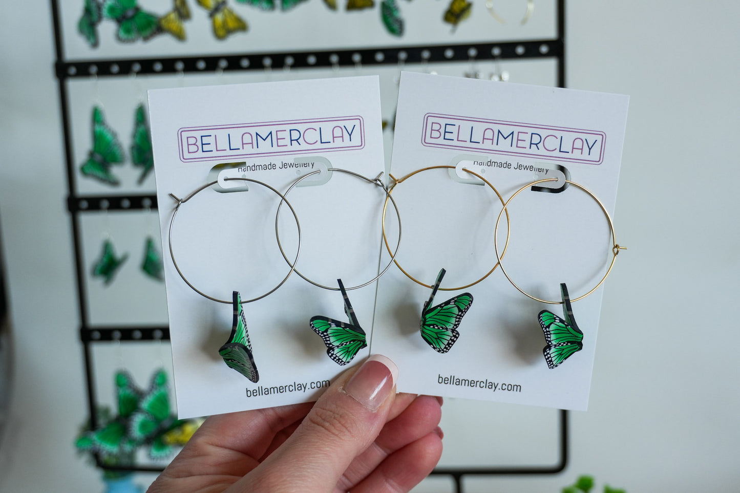 4cm Green Butterfly Hoops