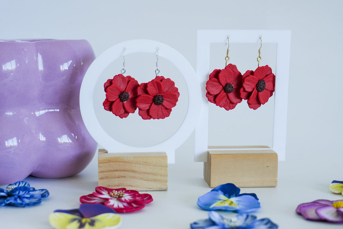 Red Flower Earrings
