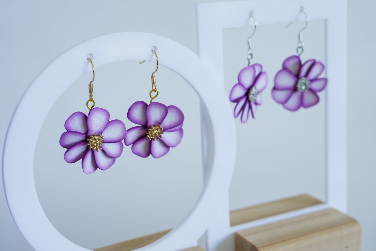 Purple Flower Earrings