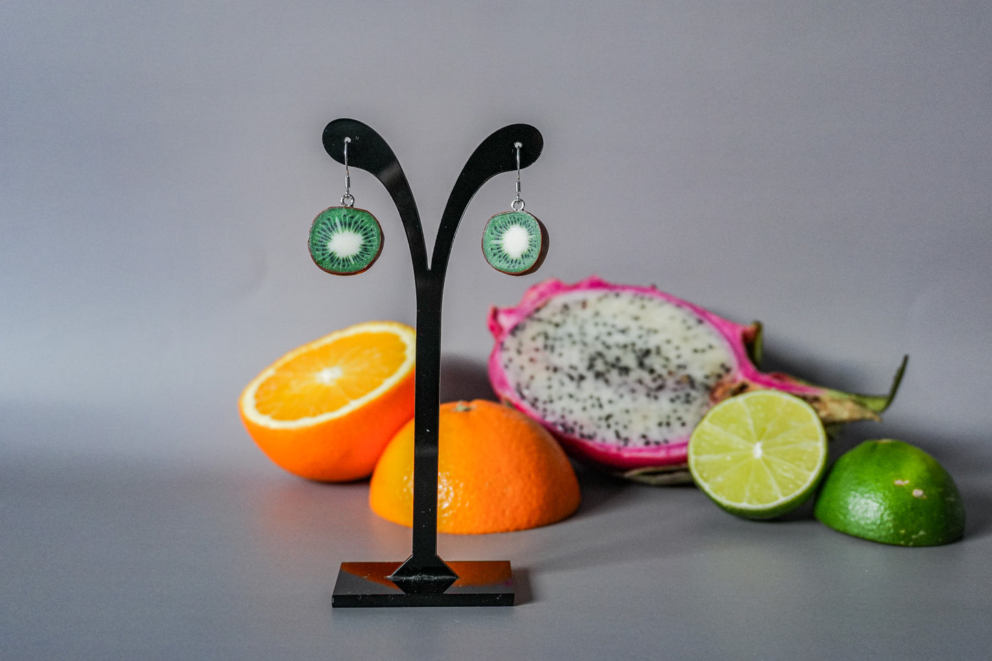 Green Kiwi Fruit Earrings