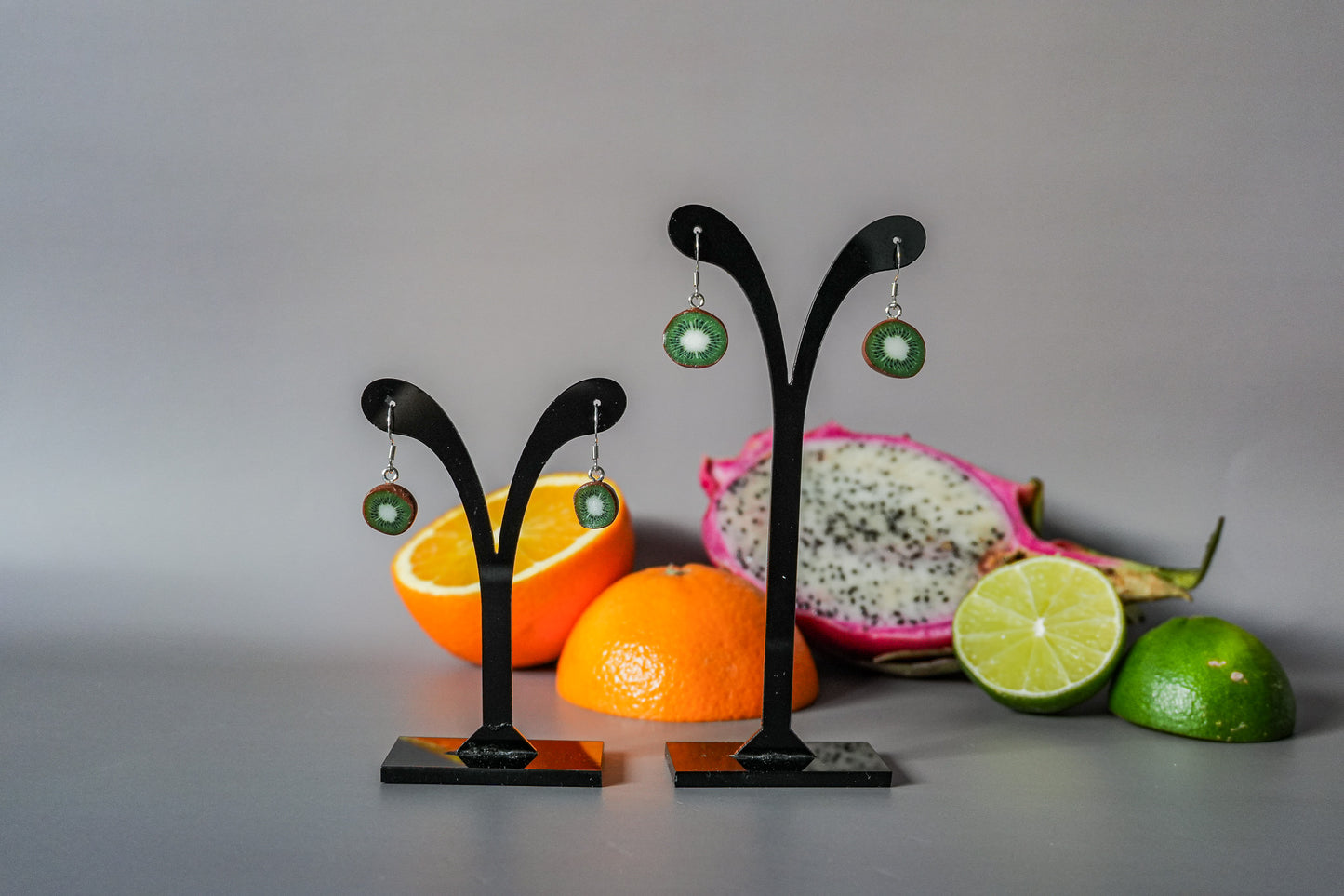 Green Kiwi Fruit Earrings