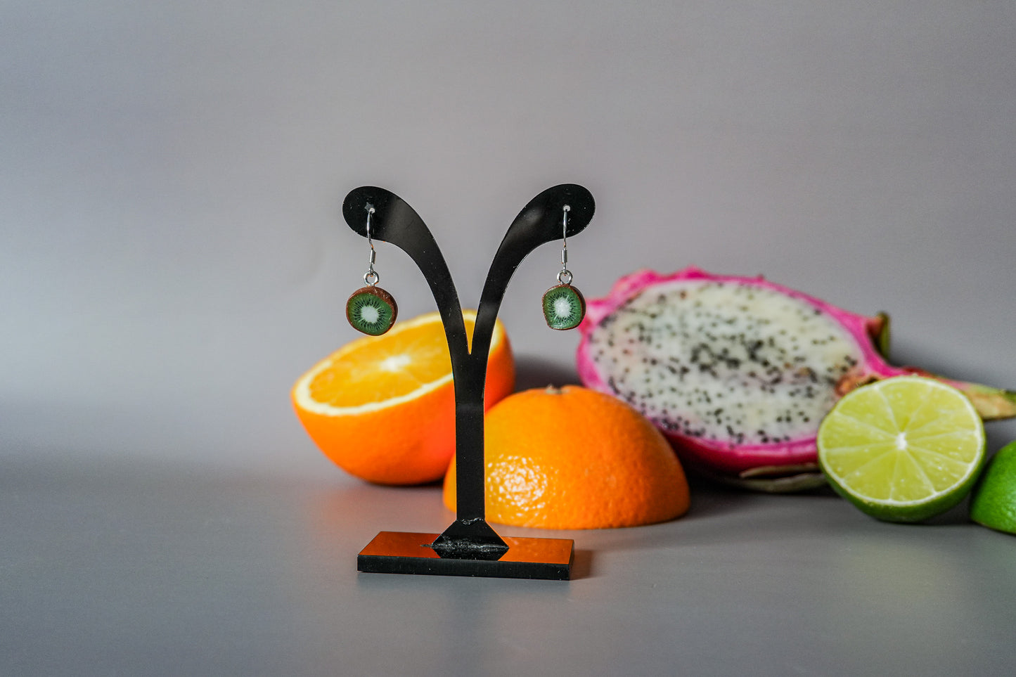 Green Kiwi Fruit Earrings