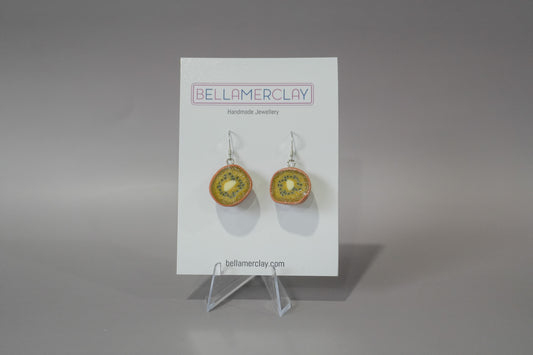 Gold Kiwi Fruit Earrings