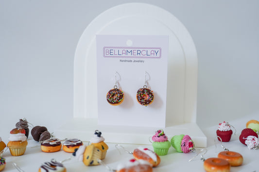 Chocolate Sprinkle Donut Earrings