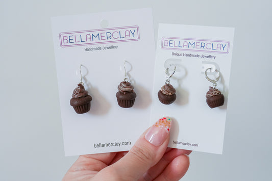 Chocolate Swirl Cupcake Earrings