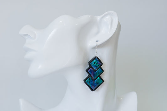 Paua Layered V Earrings