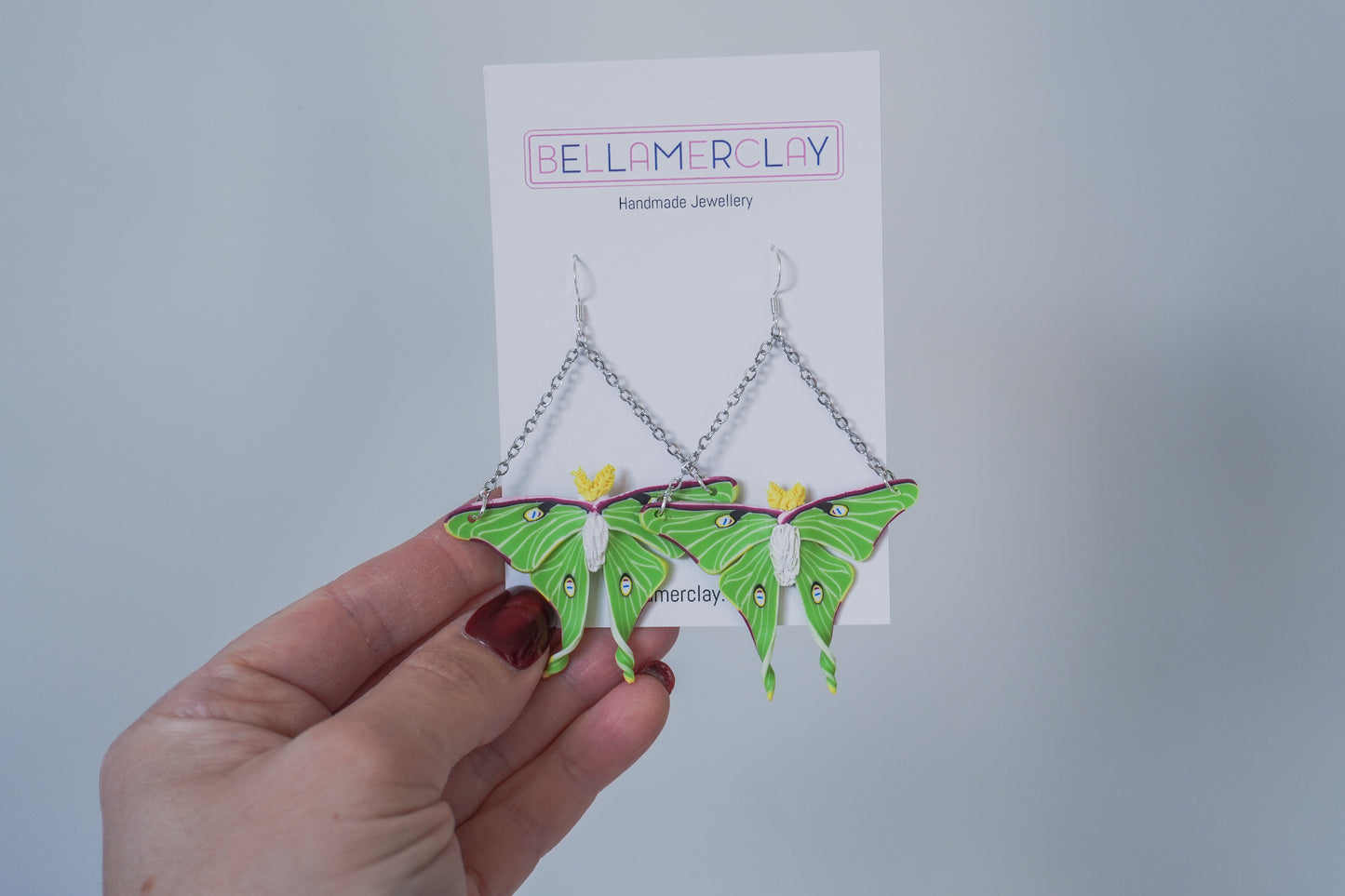 Chained Luna Moth Earrings