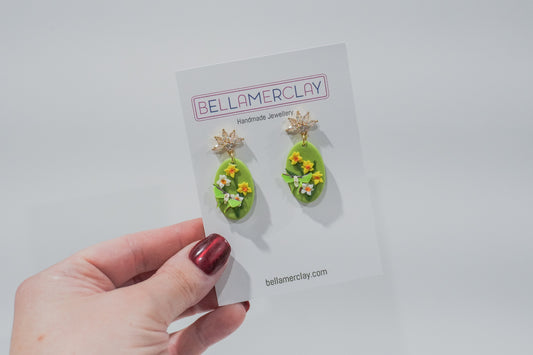 Daffodil Moth Oval Earrings