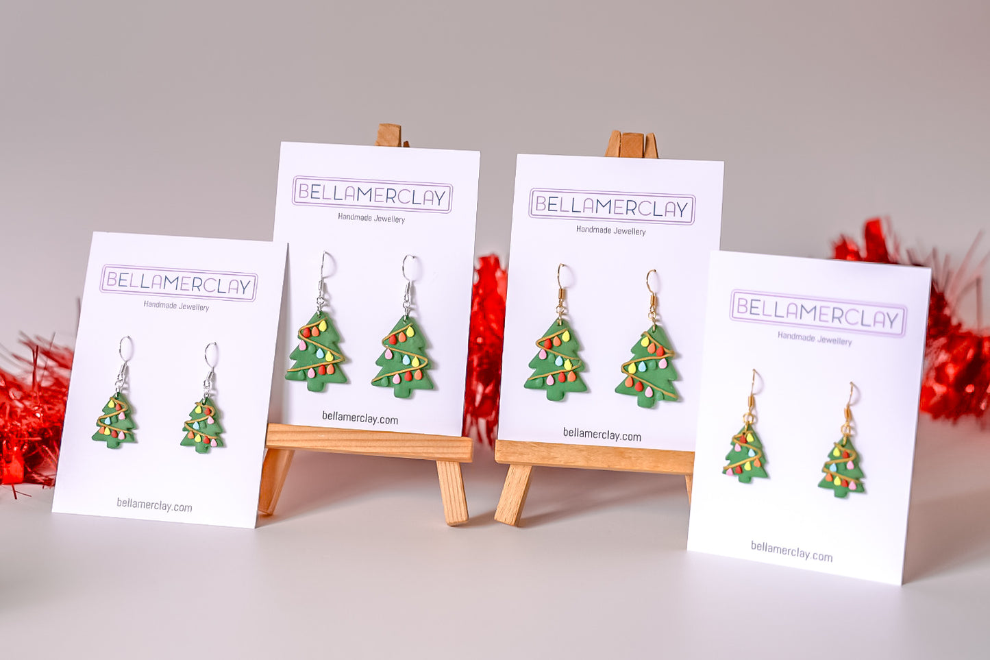 2D Christmas Tree Earrings