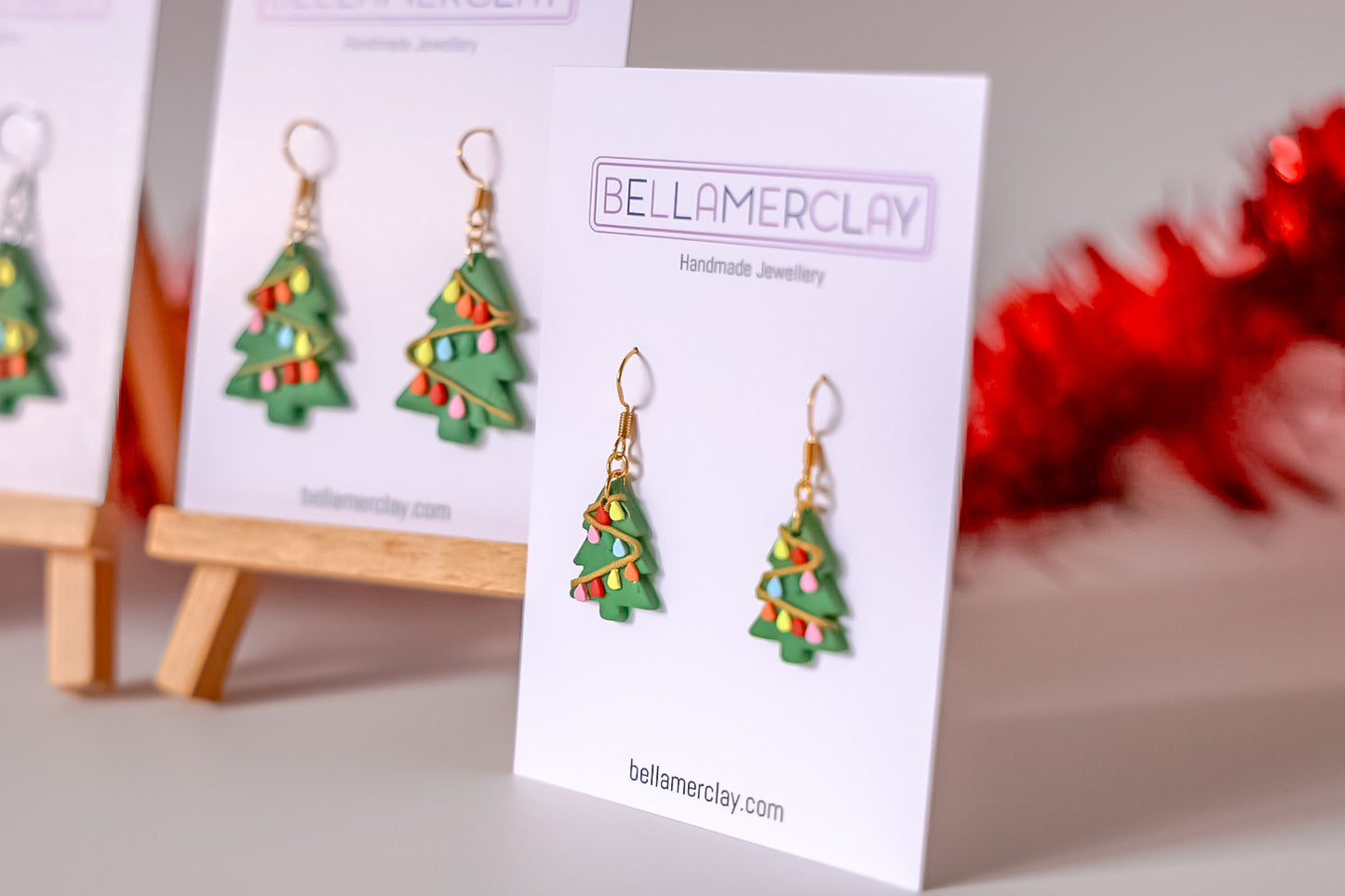 2D Christmas Tree Earrings