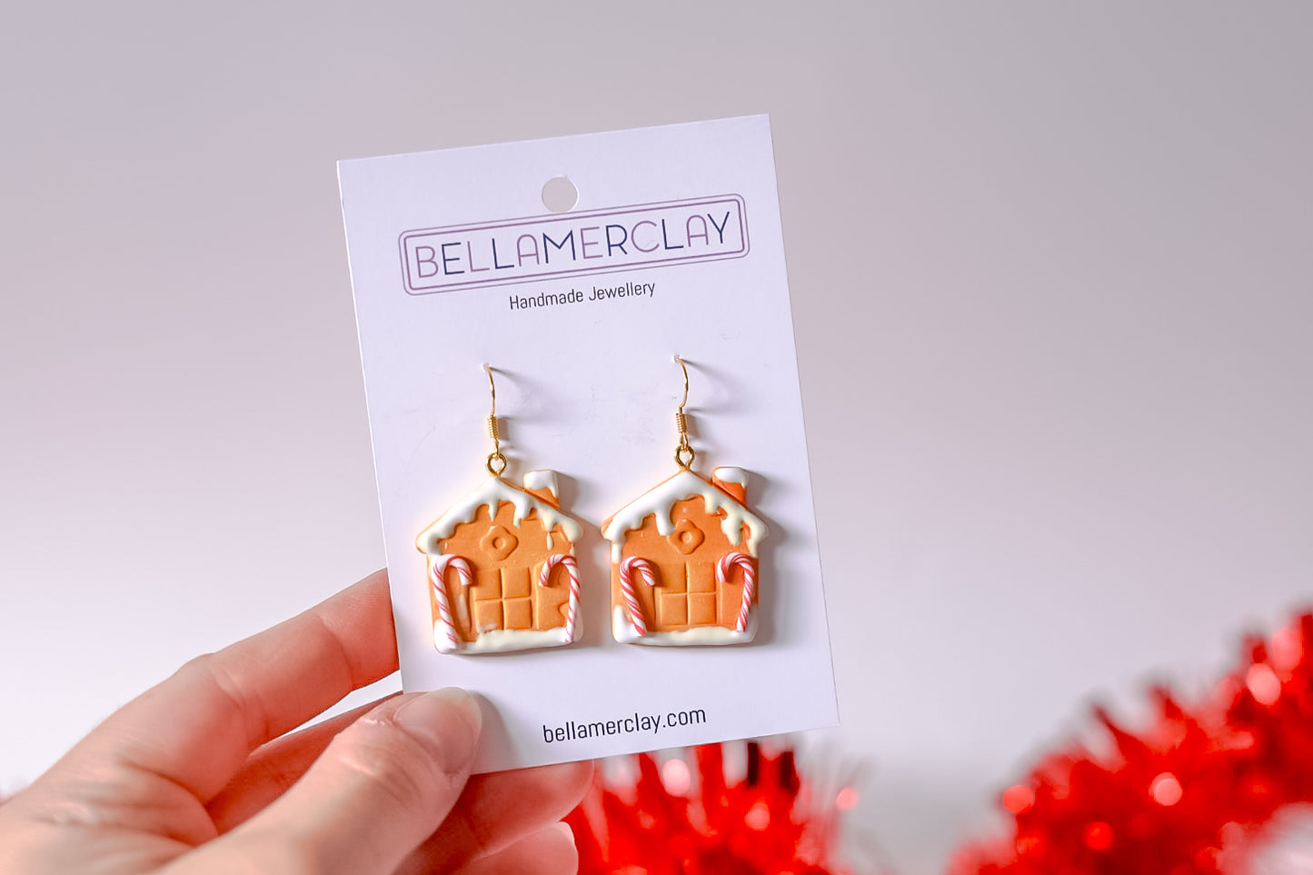 2D Gingerbread House Earrings