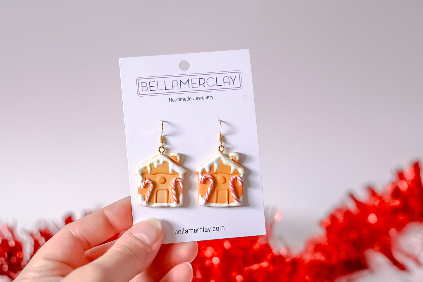 2D Gingerbread House Earrings