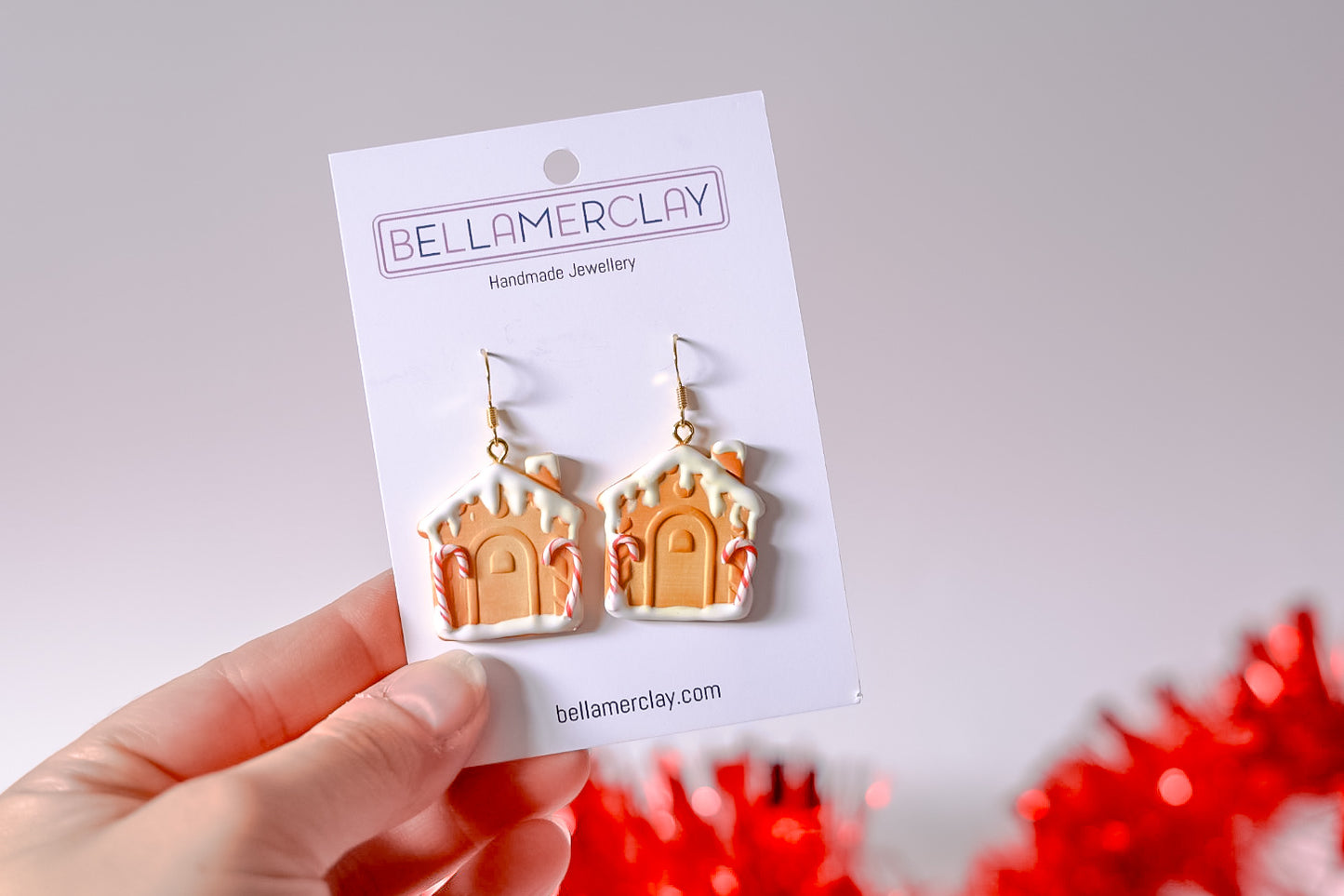 2D Gingerbread House Earrings