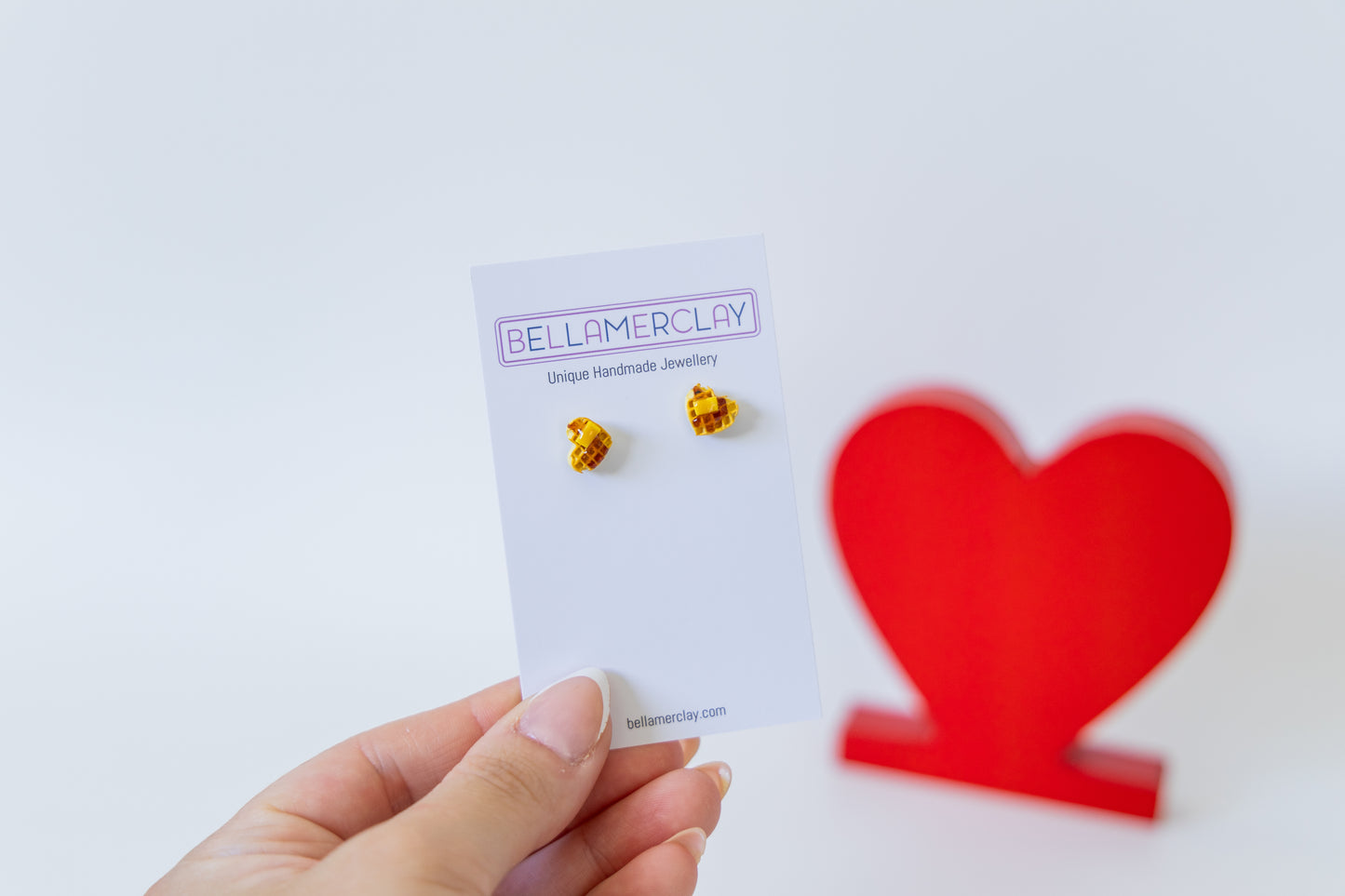 Waffle Heart Studs