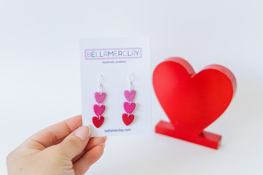 Triple Heart Dangle Earrings