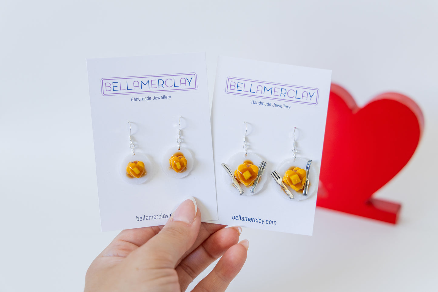 Heart stacked Pancake Earrings