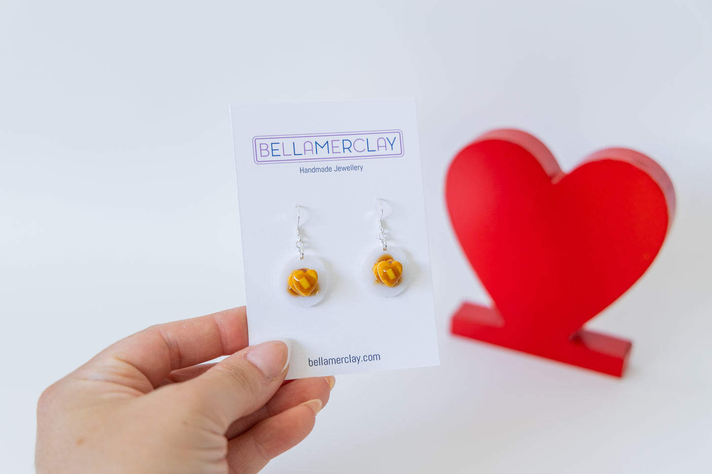 Heart stacked Pancake Earrings