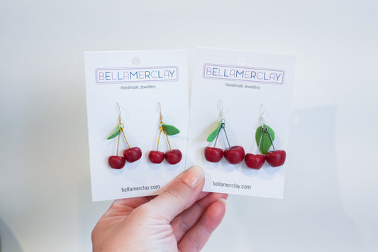 Dark Red Cherry Earrings
