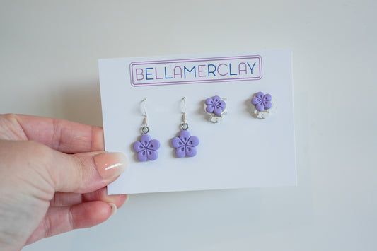 Purple Flower Earrings
