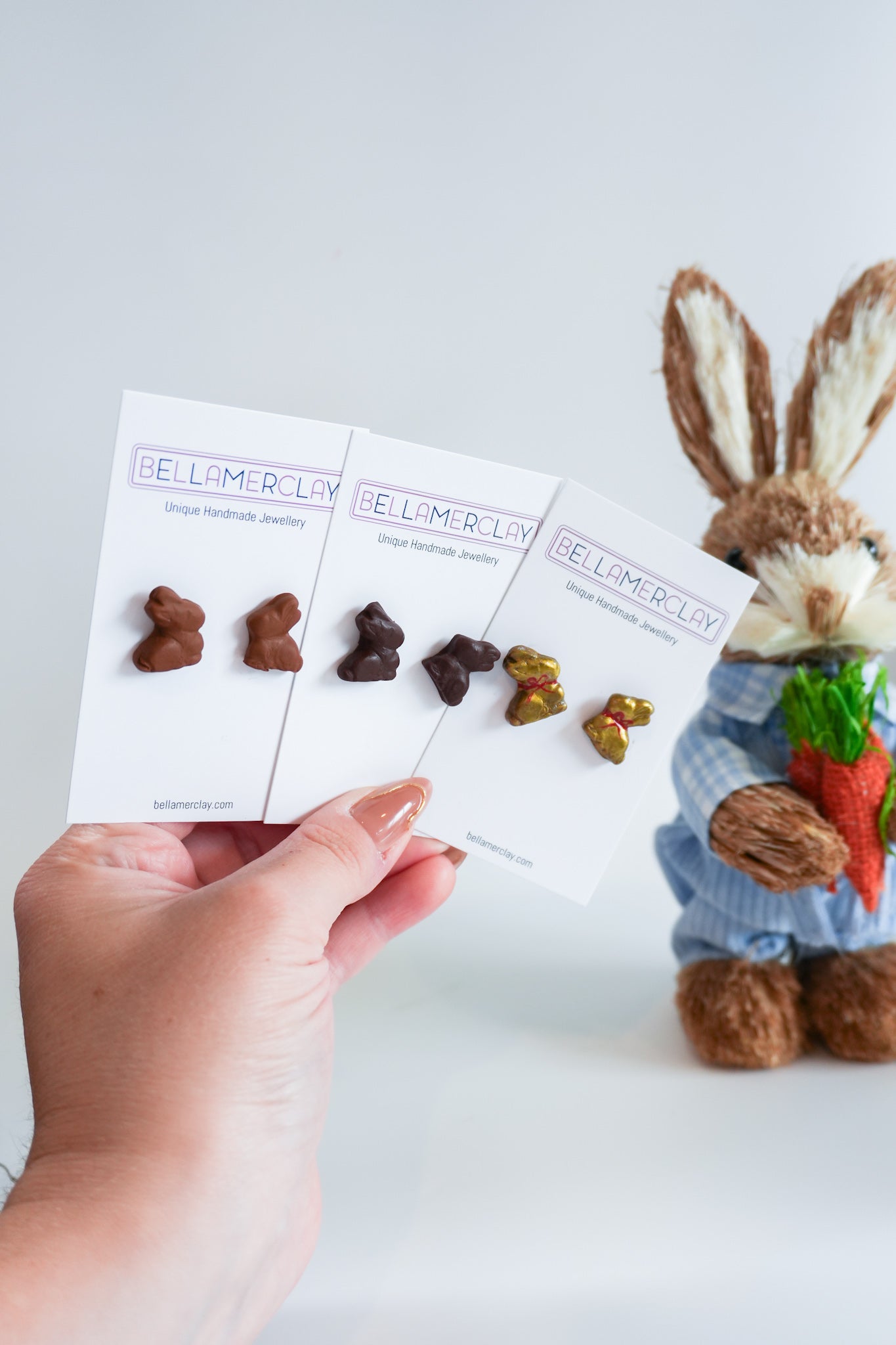 Chocolate Bunny Stud Earrings