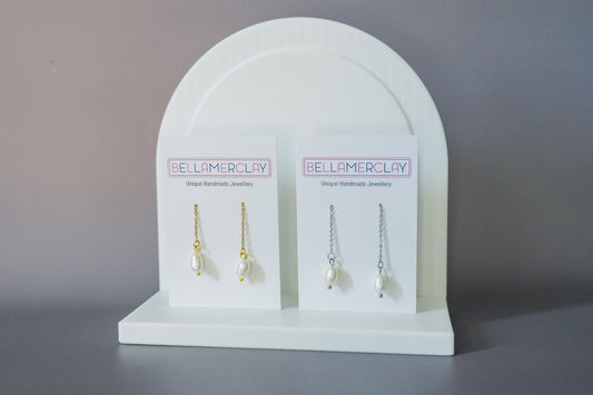 Single White Pearl Threaders