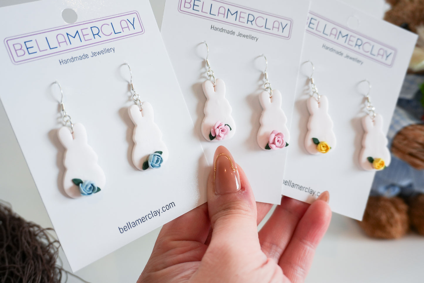 Floral Bunny Tail Earrings