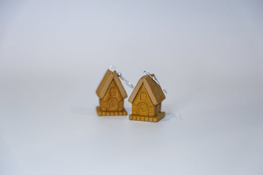 Plain Deluxe Gingerbread House Earrings