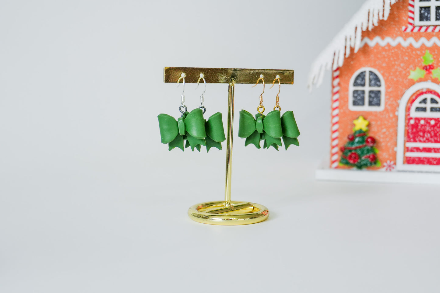 Green Bow Earrings