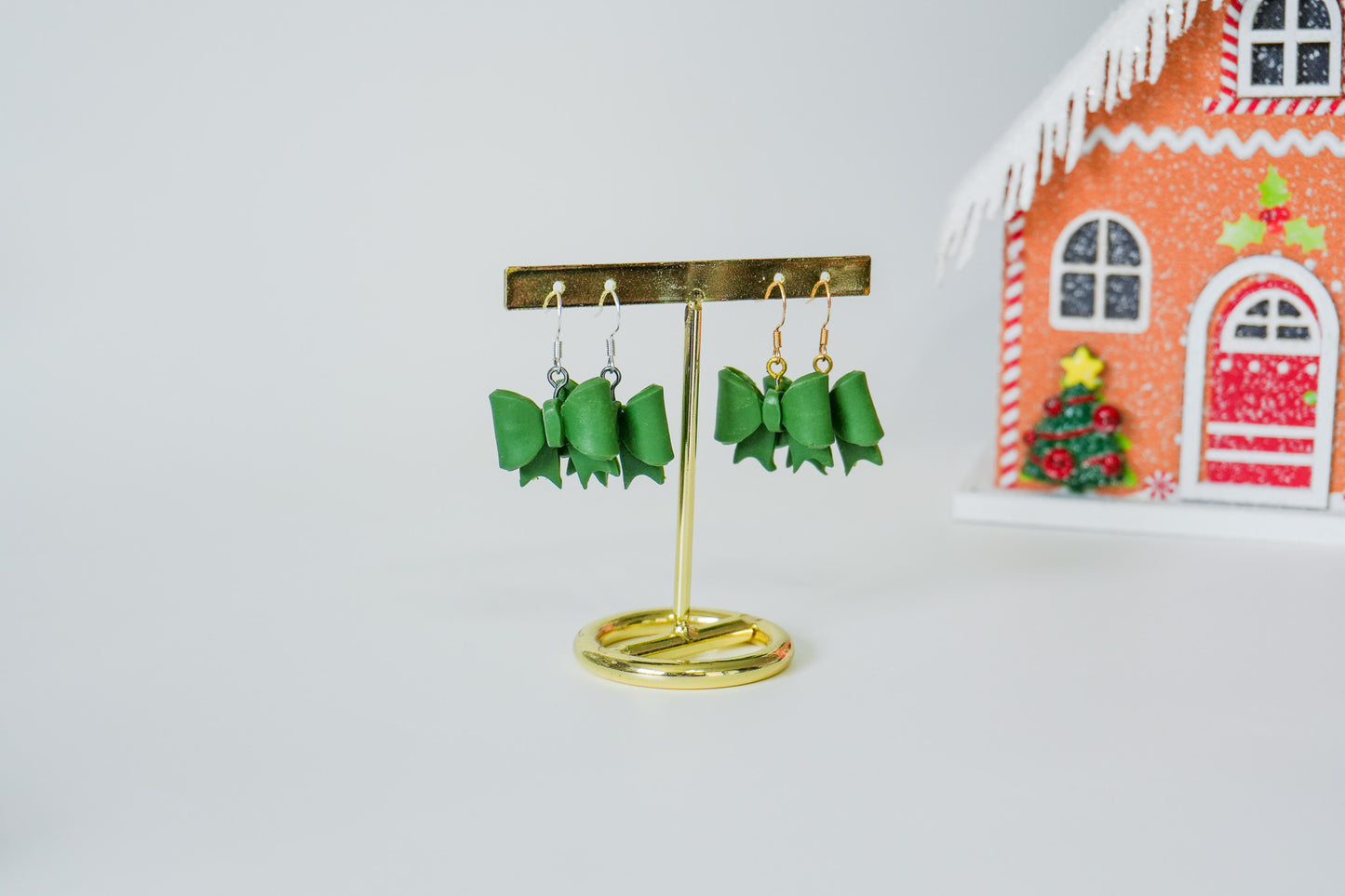Green Bow Earrings