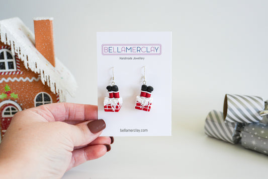 3D Santa Stuck in a Chimney Earrings