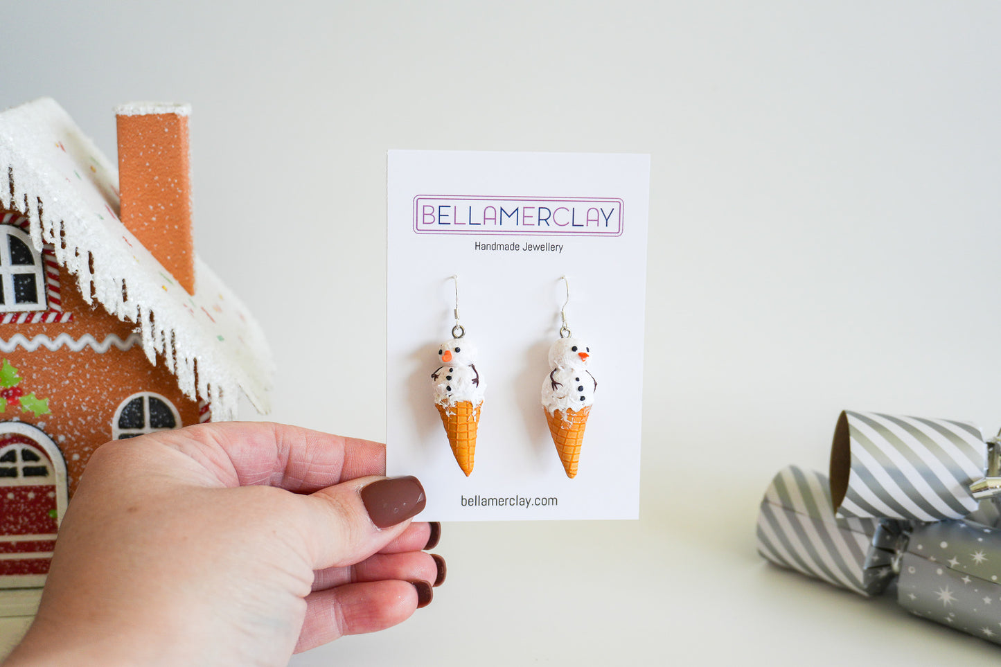 Snowman Ice-cream Earrings