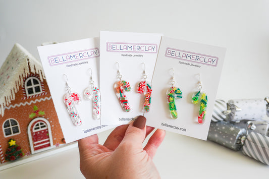 Resined Candy Cane Earrings