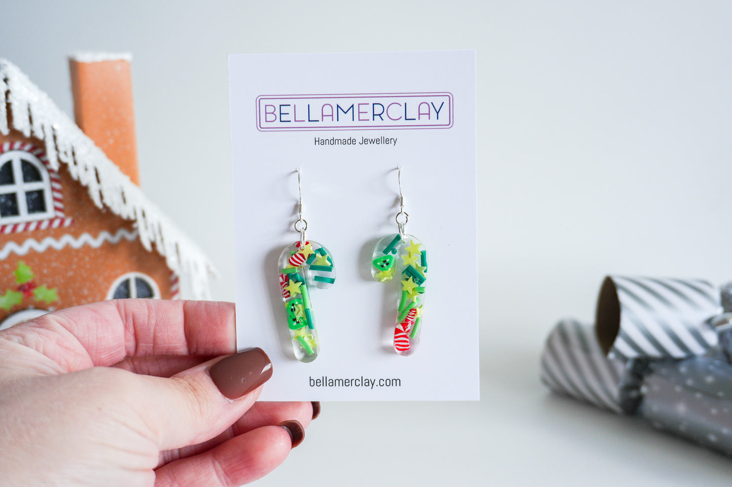 Resined Candy Cane Earrings